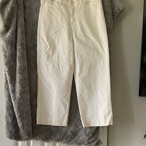 Cropped White Casual Pants